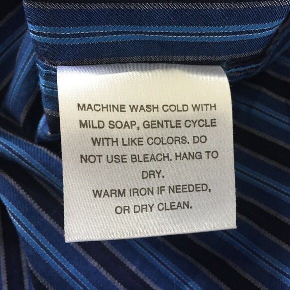 Tallia Dress Shirt Mens Small 14 1/2 Long Sleeve Button Front Blue Black Stripe - Picture 8 of 9